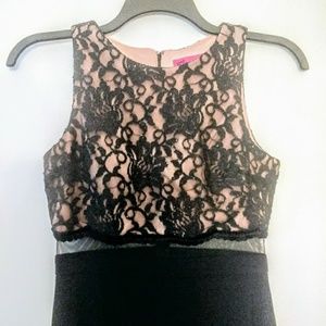 DRESS - Black and Nude Floral Lace Top Dress